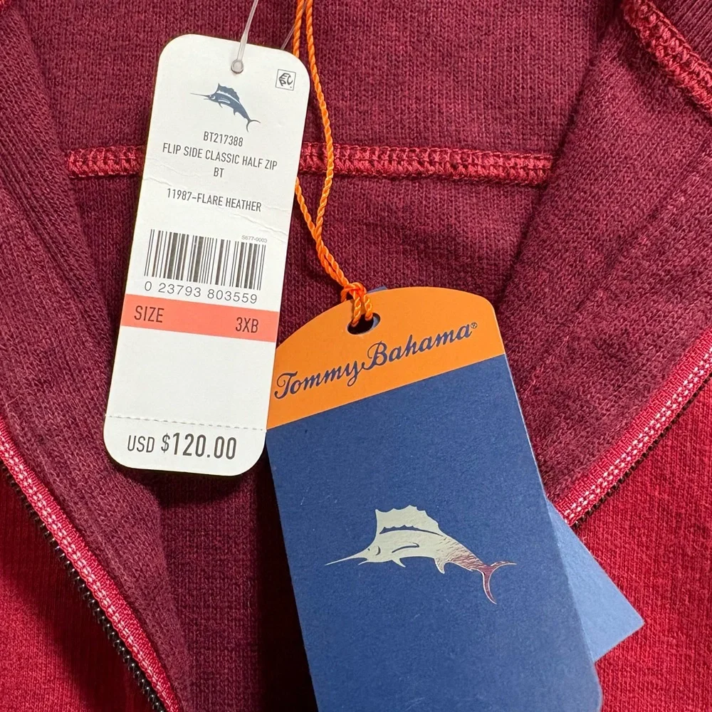 NWT Tommy Bahama Reversible Zip Up Sweater,100% Cotton,Size 3XB